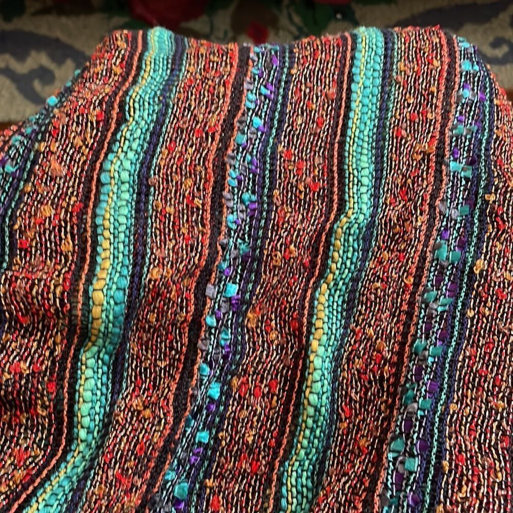 Boho Multi Colored Metallic Thread Stripe Large S… - image 6